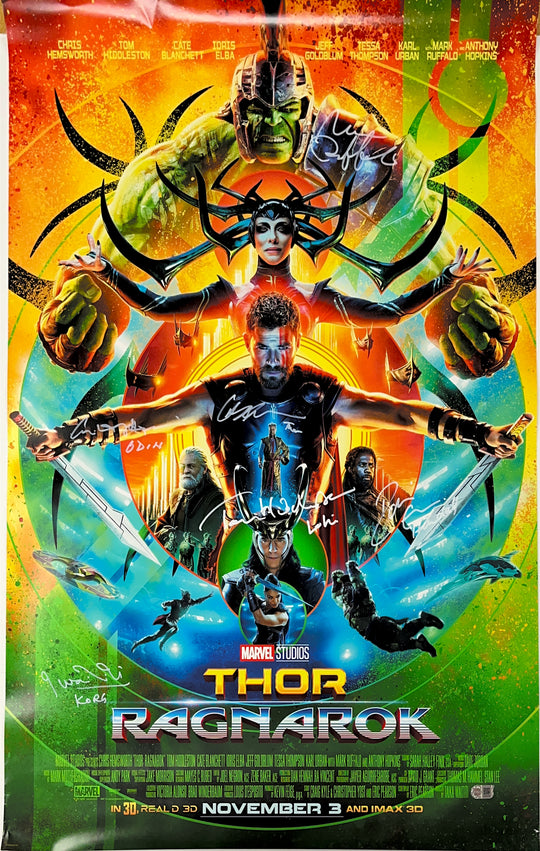 Thor Ragnarok Multi-Signed Cast Poster - SWAU Authenticated