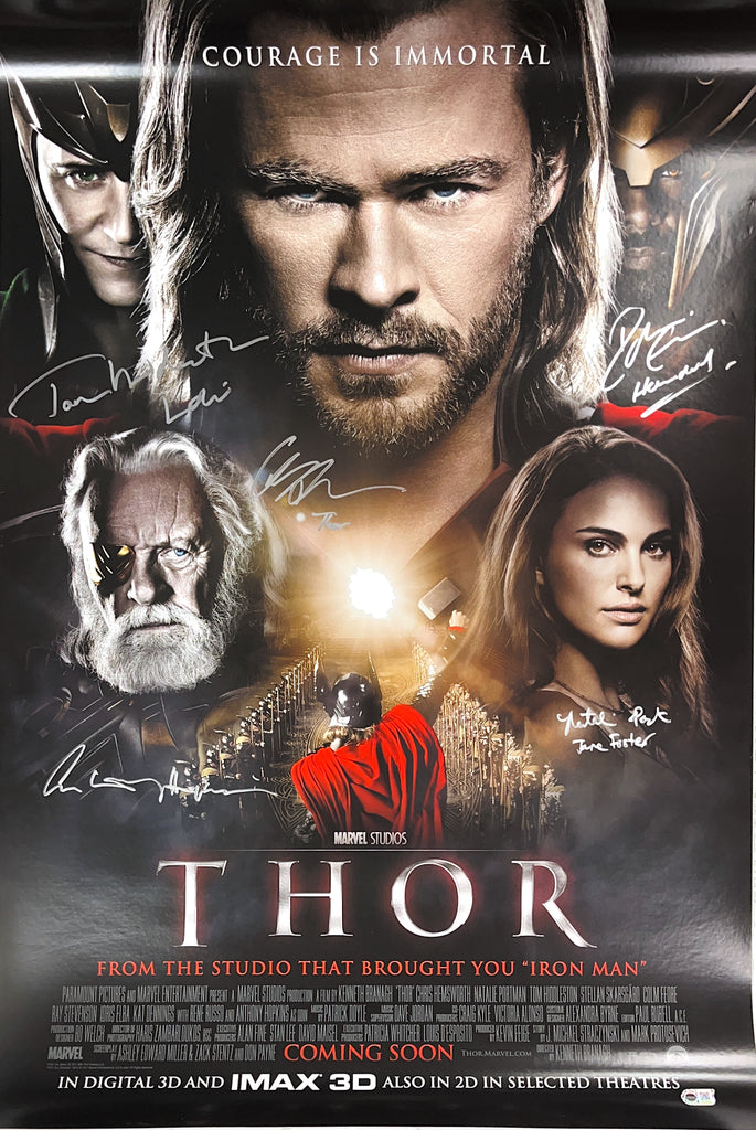 Thor Multi-Signed Cast Linen Backed Poster - SWAU Authenticated