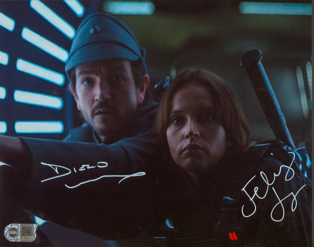 Diego Luna & Felicity Jones Signed 11x14 Photo - SWAU Authenticated